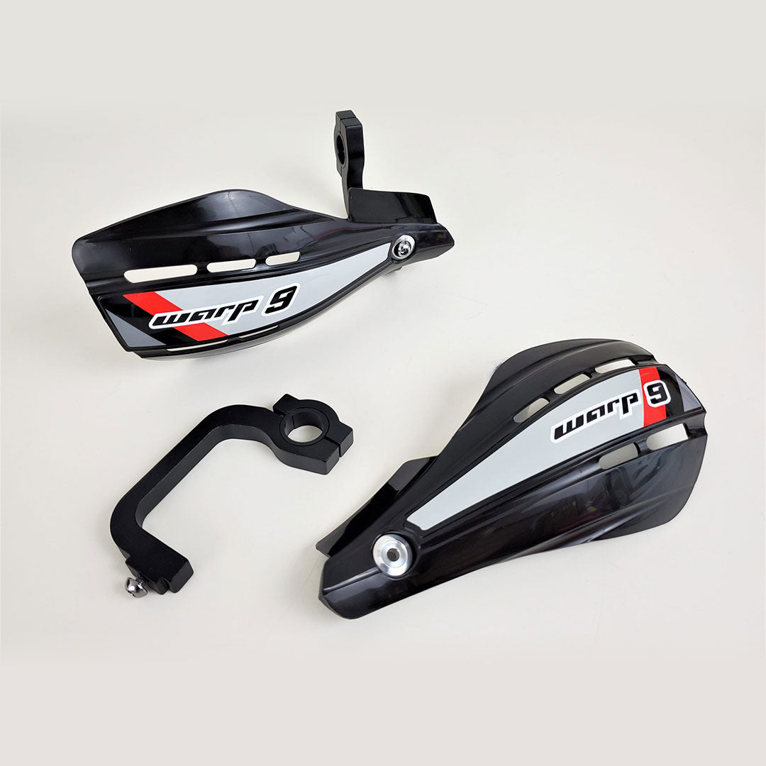 Warp 9 E-Moto Handguards: SurRon, Talaria, E Ride Pro, Rawrr, RFN electric dirt bikes - silver sticker