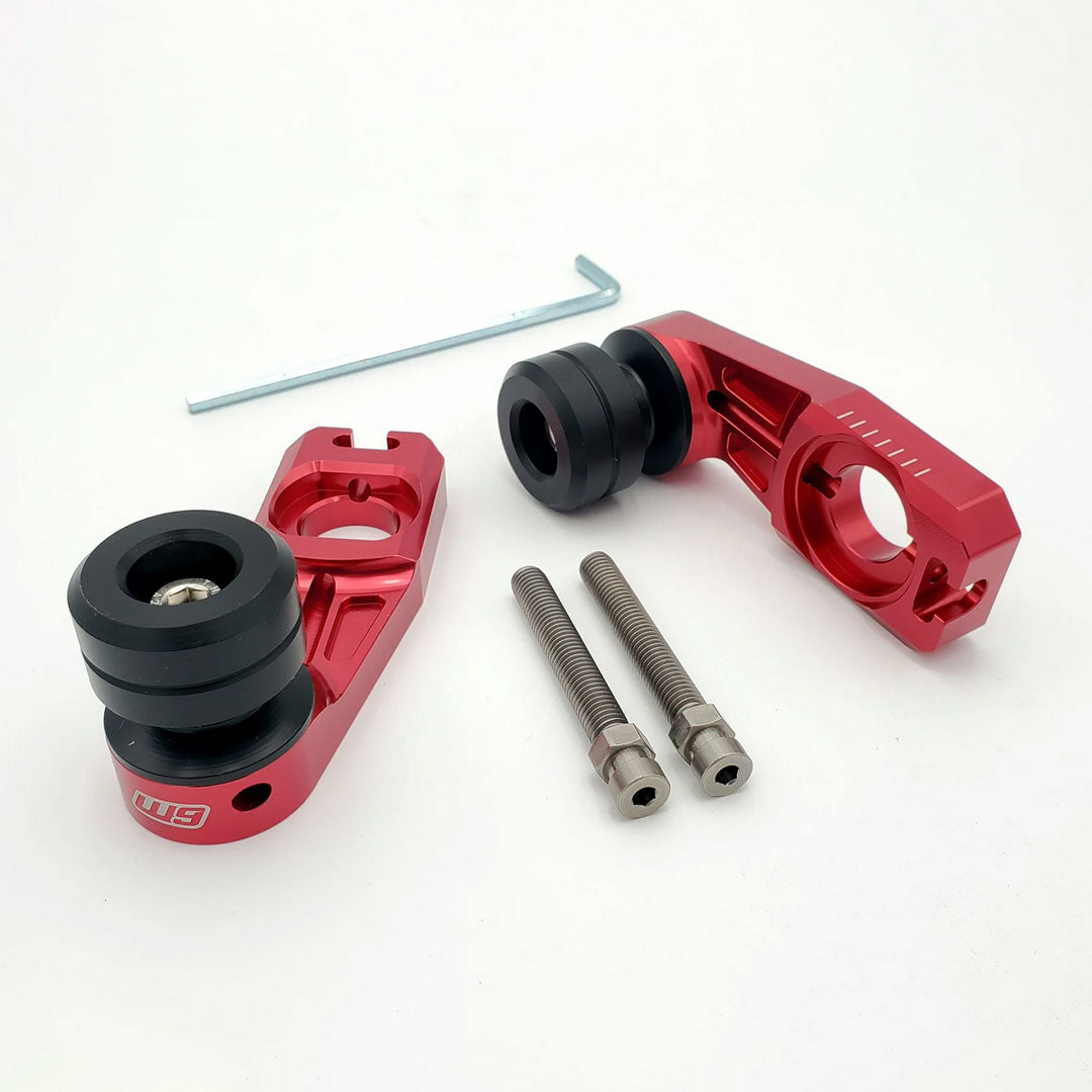 Warp 9 Rear Axle Sliders for Surron Ultra Bee - red