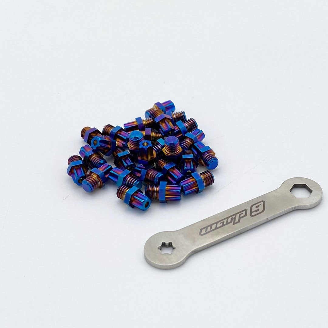 Warp 9 Titanium Elite Foot Peg Teeth, Torx, Burnt Blue