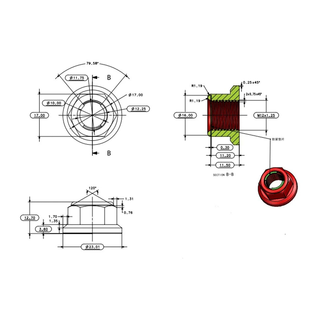 Warp 9 Titanium Rear Axle Nut: Surron Light Bee, Talaria
